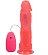 Розовый гелевый вибромассажер на присоске с проводным пультом - 20,5 см.